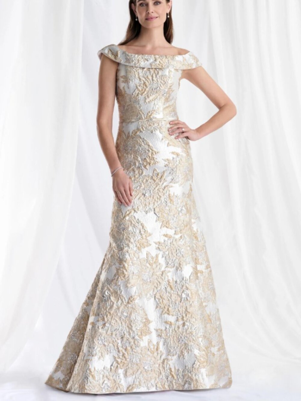 BRAND NEW MLNY Metallic Brocade Fit & Flare Evening Gowns 73181
